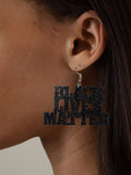 Women's Afrocentric African Text Wood Dangle Pierced Earrings