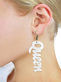 Women's Afrocentric African Text Wood Dangle Pierced Earrings