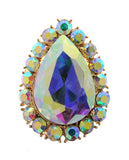 NYFASHION101 Women's Teardrop Stone Studs Fashion Stretch Ring