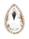 NYFASHION101 Women's Teardrop Stone Studs Fashion Stretch Ring