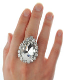 NYFASHION101 Women's Teardrop Stone Studs Fashion Stretch Ring