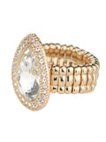 NYFASHION101 Women's Teardrop Stone Studs Fashion Stretch Ring