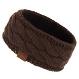C.C Winter Fuzzy Fleece Lined Thick Knitted Diagonal Stripes Criss-Cross Pattern Headband Headwrap (HW-2060)