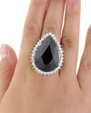 NYFASHION101 Women's Teardrop Stone Studs Fashion Stretch Ring
