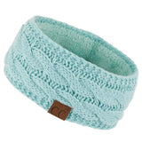 C.C Winter Fuzzy Fleece Lined Thick Knitted Diagonal Stripes Criss-Cross Pattern Headband Headwrap (HW-2060)