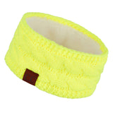 C.C Winter Fuzzy Fleece Lined Thick Knitted Diagonal Stripes Criss-Cross Pattern Headband Headwrap (HW-2060)