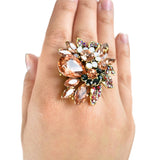 NYFASHION101 Women's Vine Marquis Stone Stud Fashion Stretch Ring