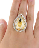 NYFASHION101 Women's Teardrop Stone Studs Fashion Stretch Ring