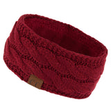 C.C Winter Fuzzy Fleece Lined Thick Knitted Diagonal Stripes Criss-Cross Pattern Headband Headwrap (HW-2060)