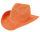C.C Sparkly Sequin Cowboy Hat with Suede String Trim