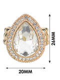 NYFASHION101 Women's Teardrop Stone Studs Fashion Stretch Ring