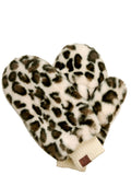 C.C Women's Faux Fur Wrist Length Fingerless Sherpa Lined Convertible Mittens Gloves