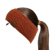 C.C Winter Fuzzy Fleece Lined Thick Knitted Diagonal Stripes Criss-Cross Pattern Headband Headwrap (HW-2060)