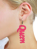 Women's Afrocentric African Text Wood Dangle Pierced Earrings