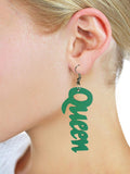 Women's Afrocentric African Text Wood Dangle Pierced Earrings
