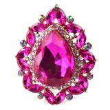 NYFASHION101 Women's Teardrop Stone Studs Fashion Stretch Ring