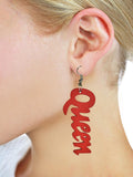 Women's Afrocentric African Text Wood Dangle Pierced Earrings