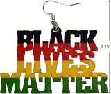 Women's Afrocentric African Text Wood Dangle Pierced Earrings