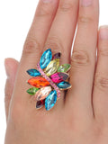 NYFASHION101 Women's Vine Marquis Stone Stud Fashion Stretch Ring