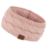 C.C Winter Fuzzy Fleece Lined Thick Knitted Diagonal Stripes Criss-Cross Pattern Headband Headwrap (HW-2060)