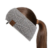 C.C Winter Fuzzy Fleece Lined Thick Knitted Diagonal Stripes Criss-Cross Pattern Headband Headwrap (HW-2060)