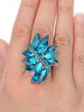 NYFASHION101 Women's Vine Marquis Stone Stud Fashion Stretch Ring