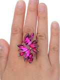 NYFASHION101 Women's Vine Marquis Stone Stud Fashion Stretch Ring
