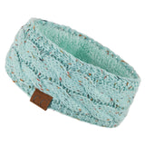 C.C Winter Fuzzy Fleece Lined Thick Knitted Diagonal Stripes Criss-Cross Pattern Headband Headwrap (HW-2060)