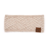 C.C Winter Fuzzy Fleece Lined Thick Knitted Diagonal Stripes Criss-Cross Pattern Headband Headwrap (HW-2060)