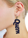 Women's Afrocentric African Text Wood Dangle Pierced Earrings