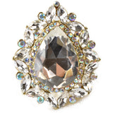 NYFASHION101 Women's Teardrop Stone Studs Fashion Stretch Ring