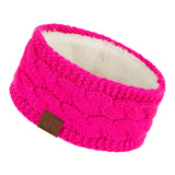 C.C Winter Fuzzy Fleece Lined Thick Knitted Diagonal Stripes Criss-Cross Pattern Headband Headwrap (HW-2060)