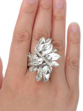 NYFASHION101 Women's Vine Marquis Stone Stud Fashion Stretch Ring