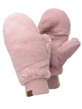 C.C Women's Faux Fur Wrist Length Fingerless Sherpa Lined Convertible Mittens Gloves