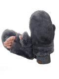 C.C Women's Faux Fur Wrist Length Fingerless Sherpa Lined Convertible Mittens Gloves