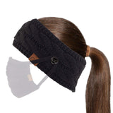 C.C Winter Fuzzy Fleece Lined Thick Knitted Diagonal Stripes Criss-Cross Pattern Headband Headwrap (HW-2060)