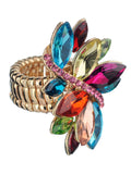 NYFASHION101 Women's Vine Marquis Stone Stud Fashion Stretch Ring