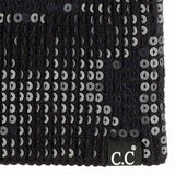 C.C Sequin Headwrap for Women - Stretchable Soft Warm Knit Winter Headband Ear Warmer (Hot Pink)