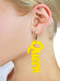 Women's Afrocentric African Text Wood Dangle Pierced Earrings