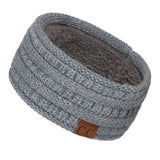 C.C Winter Fuzzy Fleece Lined Thick Knitted Diagonal Stripes Criss-Cross Pattern Headband Headwrap (HW-2060)