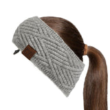 C.C Winter Fuzzy Fleece Lined Thick Knitted Diagonal Stripes Criss-Cross Pattern Headband Headwrap (HW-2060)