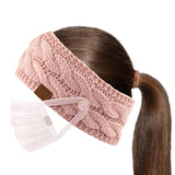 C.C Winter Fuzzy Fleece Lined Thick Knitted Diagonal Stripes Criss-Cross Pattern Headband Headwrap (HW-2060)