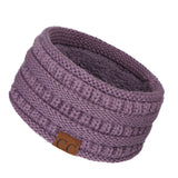 C.C Winter Fuzzy Fleece Lined Thick Knitted Diagonal Stripes Criss-Cross Pattern Headband Headwrap (HW-2060)