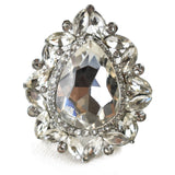 NYFASHION101 Women's Teardrop Stone Studs Fashion Stretch Ring