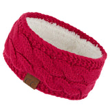 C.C Winter Fuzzy Fleece Lined Thick Knitted Diagonal Stripes Criss-Cross Pattern Headband Headwrap (HW-2060)