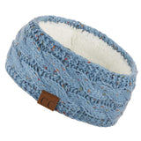 C.C Winter Fuzzy Fleece Lined Thick Knitted Diagonal Stripes Criss-Cross Pattern Headband Headwrap (HW-2060)