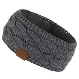 C.C Winter Fuzzy Fleece Lined Thick Knitted Diagonal Stripes Criss-Cross Pattern Headband Headwrap (HW-2060)