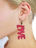 Women's Afrocentric African Text Wood Dangle Pierced Earrings