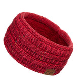 C.C Winter Fuzzy Fleece Lined Thick Knitted Diagonal Stripes Criss-Cross Pattern Headband Headwrap (HW-2060)
