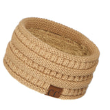 C.C Winter Fuzzy Fleece Lined Thick Knitted Diagonal Stripes Criss-Cross Pattern Headband Headwrap (HW-2060)
